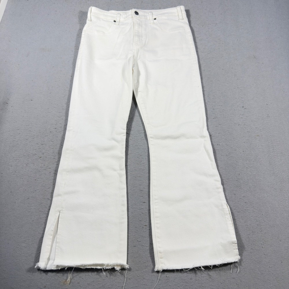 Abercrombie & Fitch Simone High Rise Ankle Flare Jeans White Raw Hem 30 10R